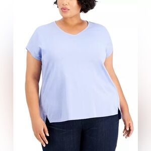 New Eileen Fisher Plus Size 1X Organic Cotton Top Tee Lavender Purple Lagenlook